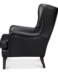 Elite Wing Wood and Leather Black Lounge Arm Chair