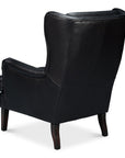 Elite Wing Wood and Leather Black Lounge Arm Chair