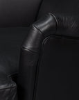 Elite Wing Wood and Leather Black Lounge Arm Chair