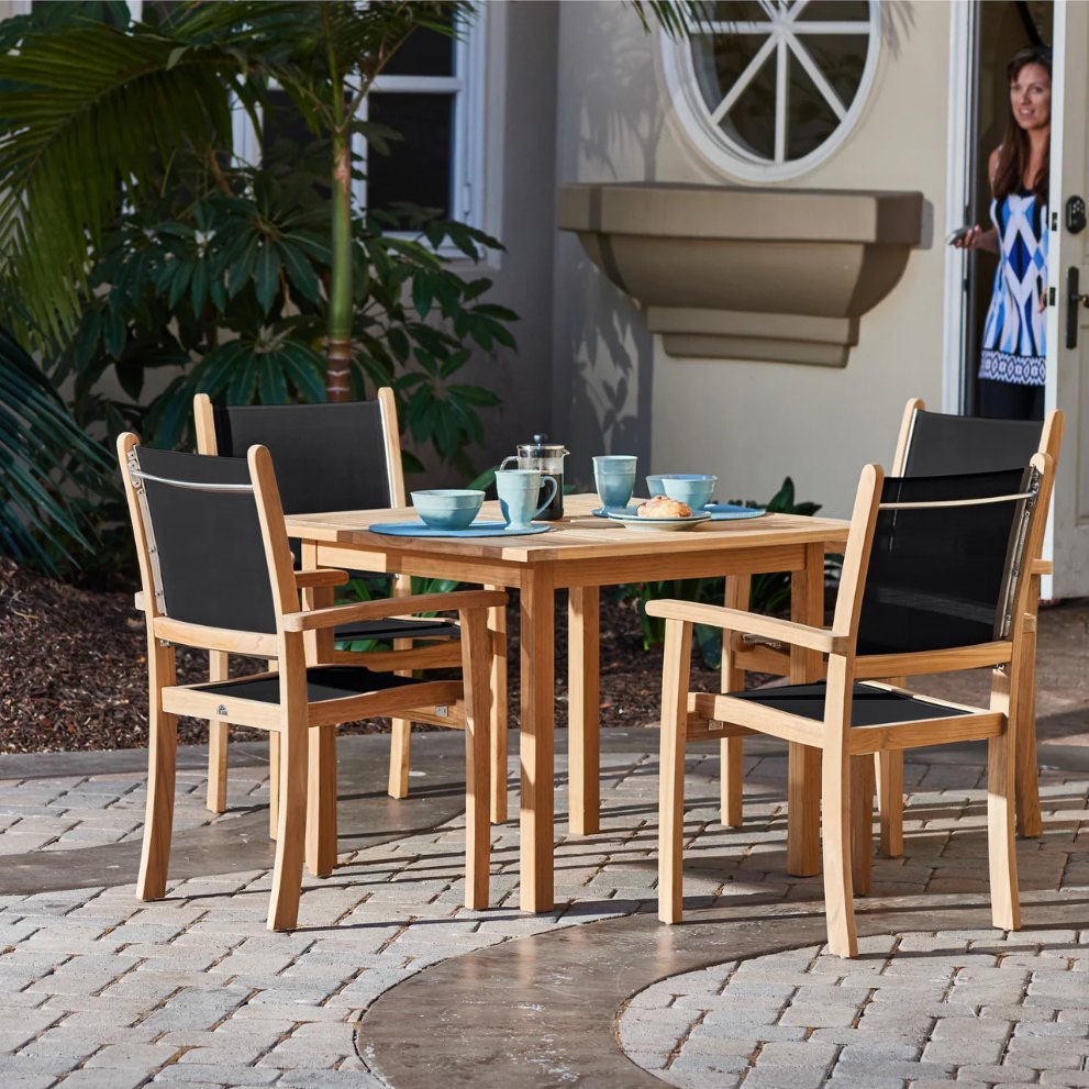Pearl Stacking Teak Outdoor Dining Armchair 4PC -- view 2