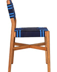Serene Natural Wood Blue Armless Dining Chair