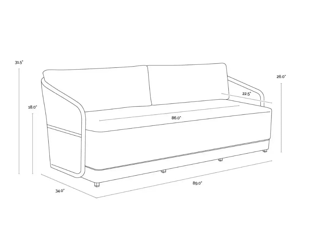 Tavira Fabric With Back Outdoor Couch - Luxury Outdoor Living - view 8