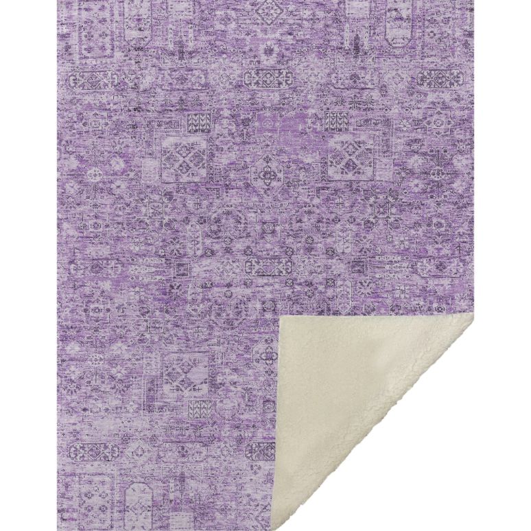 Parallel Bands Purple Washable Indoor-Outdoor Rug