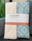 Offset Stripes Aqua Washable Indoor-Outdoor Rug