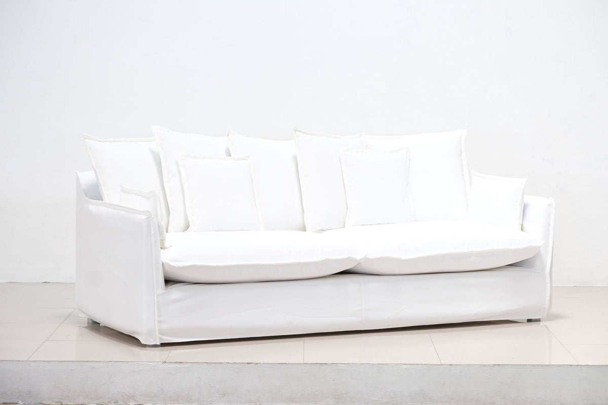 Jason White Fabric Slipcover Outdoor Sofa -- White