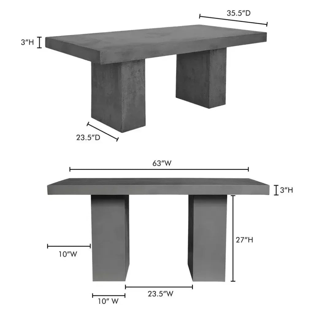 63 in Outdoor Dining Table Grey Contemporary - LOOMLAN - Moe's Home - Outdoor Dining Tables