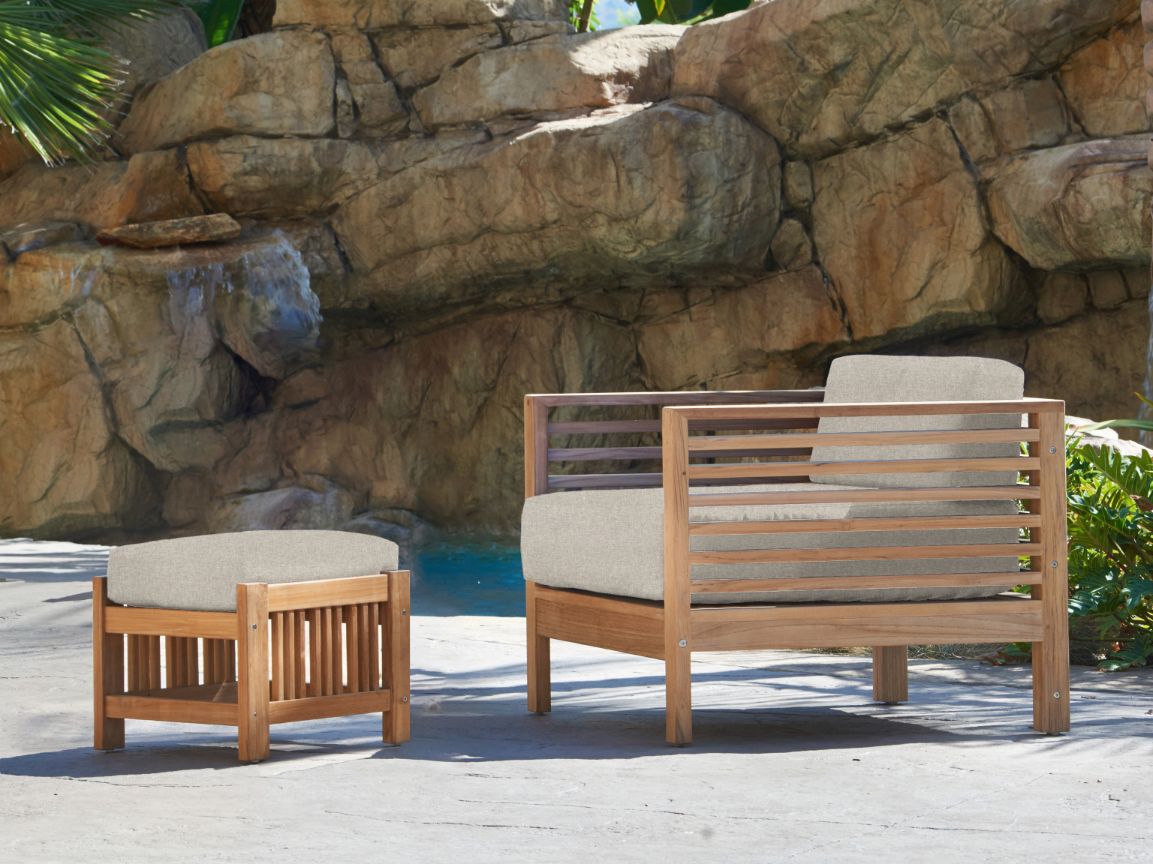 Soleil Teak Patio Lounge Set with Sunbrella Cushion 2PC -- view 46