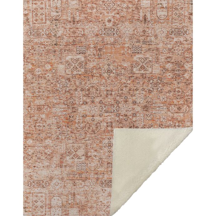 Parallel Bands Salmon Washable Indoor-Outdoor Rug