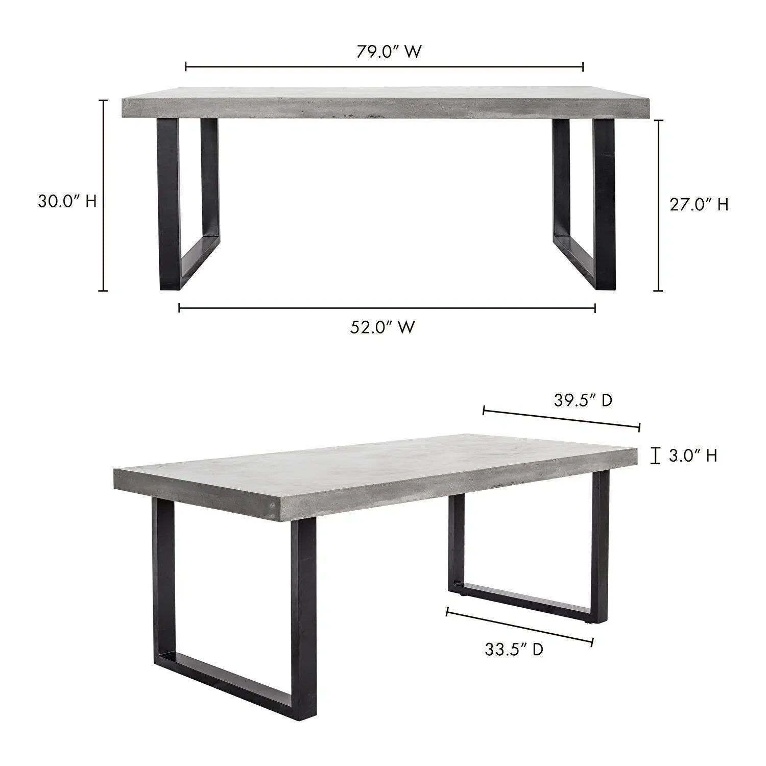 79 Inch Outdoor Dining Table Large Grey Contemporary Outdoor Dining Tables LOOMLAN By Moe&#39;s Home