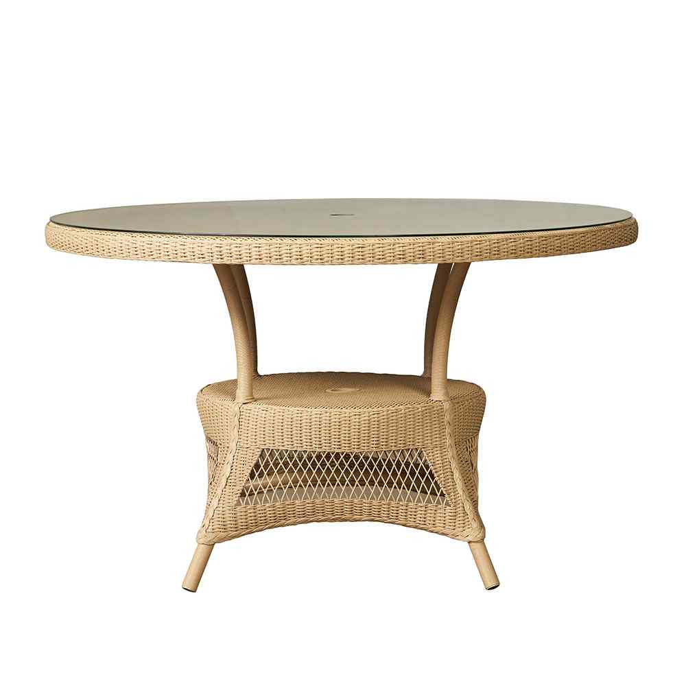 Loom Round Umbrella Outdoor Dining Table-Outdoor Dining Tables-Lloyd Flanders-LOOMLAN