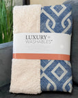 Offset Stripes Blue Washable Indoor-Outdoor Rug
