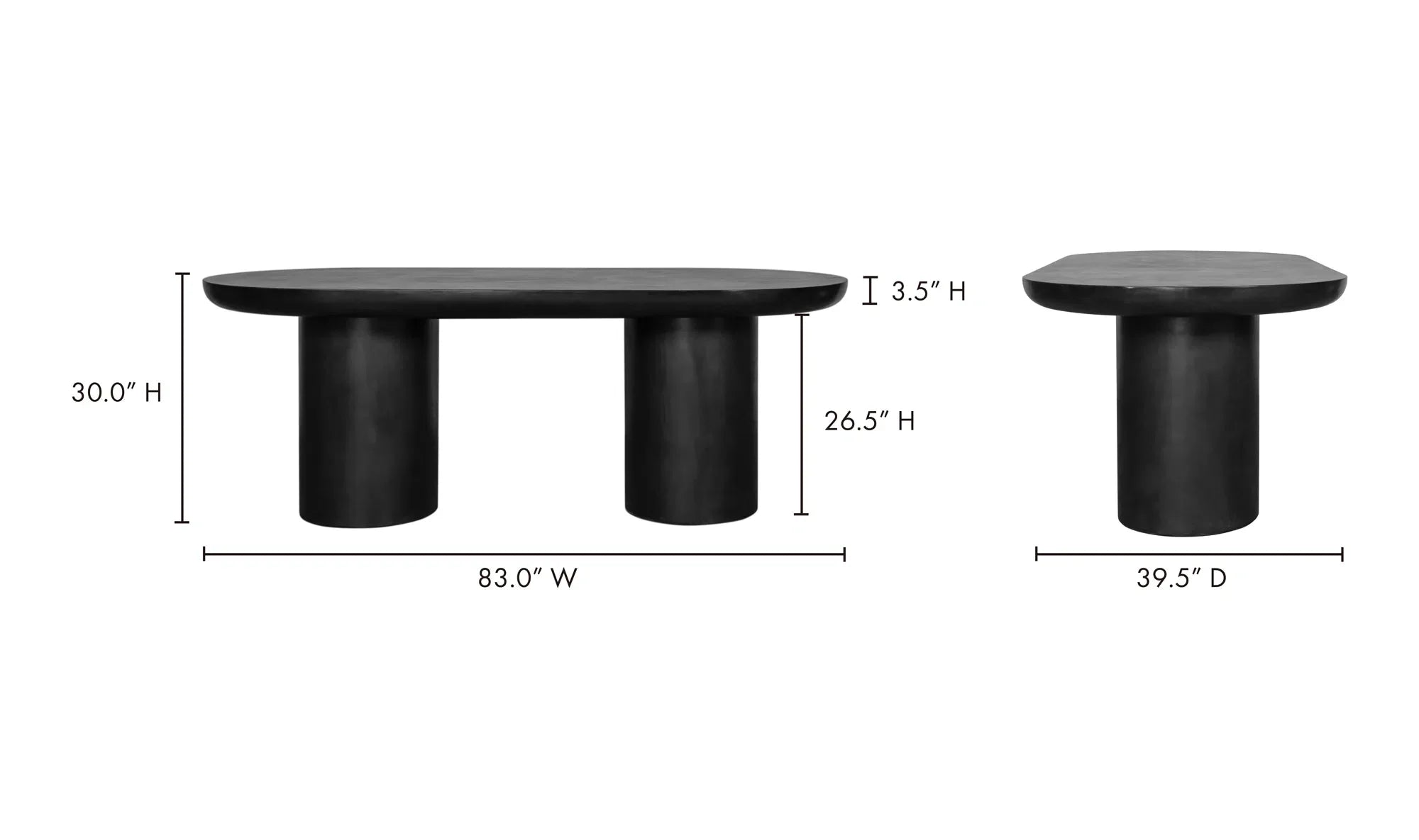 83 in Outdoor Dining Table Black Concrete