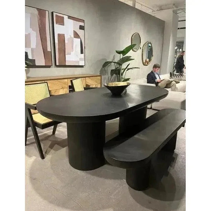 83 in Outdoor Dining Table Black Concrete - LOOMLAN - Moe's Home - Outdoor Dining Tables