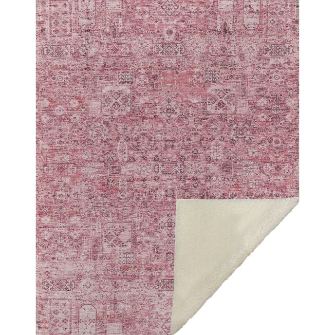 Parallel Bands Pink Washable Indoor-Outdoor Rug