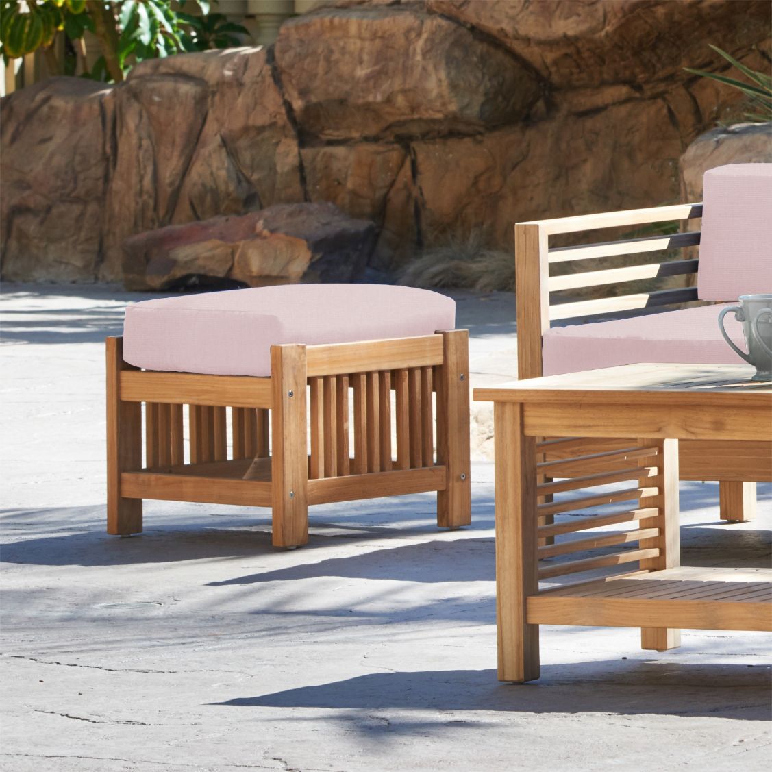 Summer Teak Outdoor Ottoman Sunbrella Cushions -- view 13