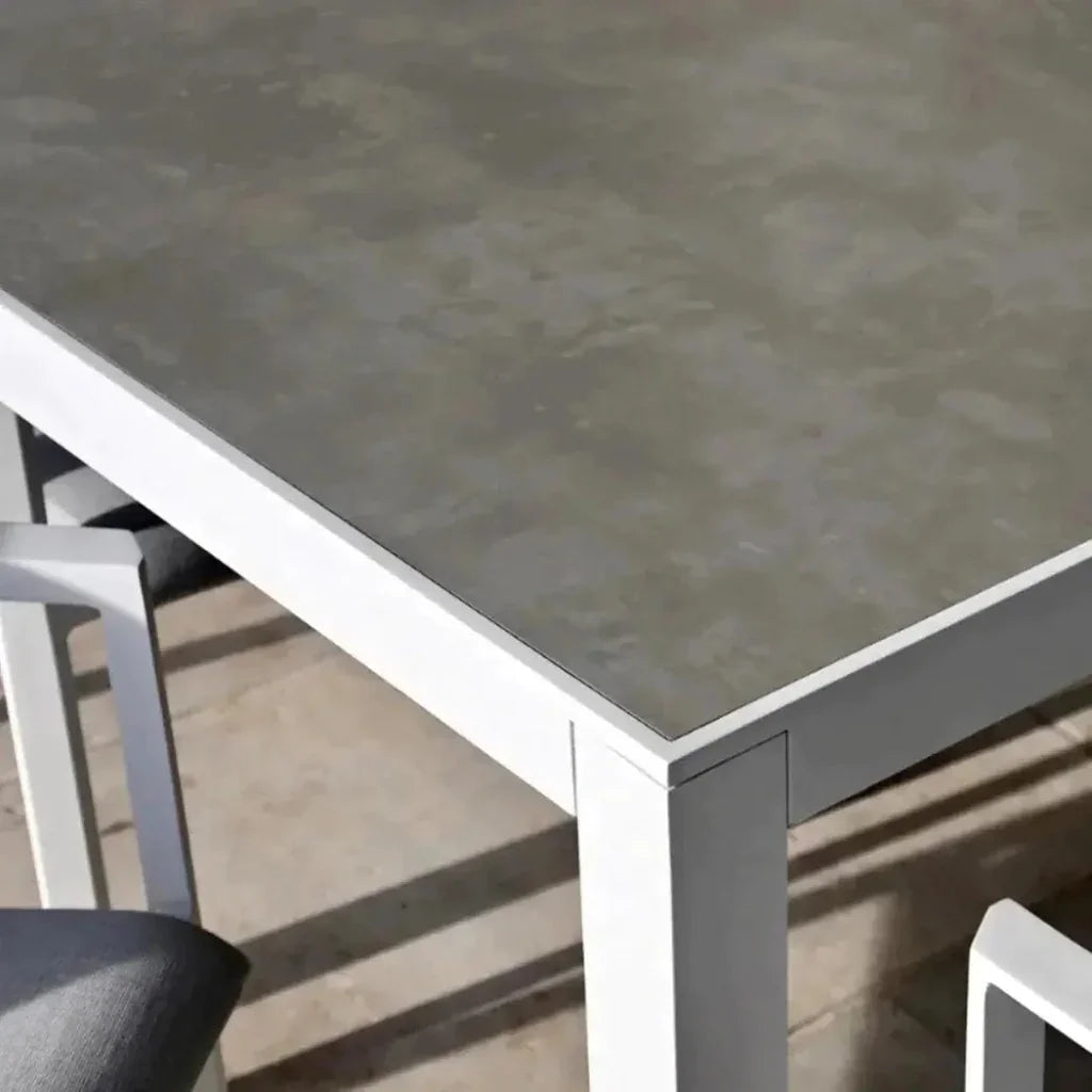 9 Piece Gray - White Outdoor Dining Table Set Sunbrella - LOOMLAN - LOOMLAN - Outdoor Dining Sets