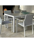 9 Piece Gray - White Outdoor Dining Table Set Sunbrella - LOOMLAN - LOOMLAN - Outdoor Dining Sets