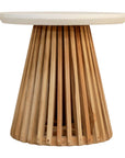 Azure 20" Cement Top Round White Outdoor Side Table -- White, Brown