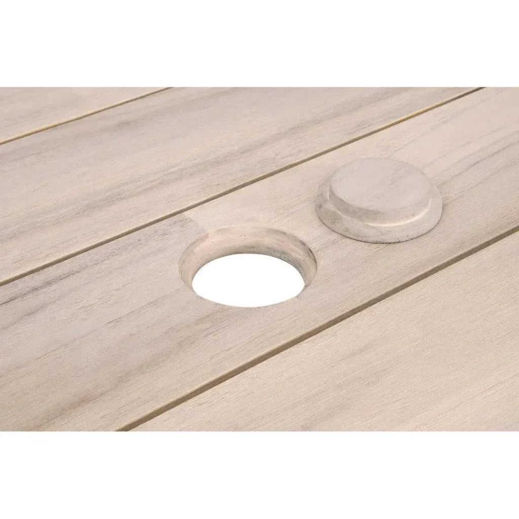 94&quot; Teak Rectangle Dining Table Umbrella Hole Big Sur - LOOMLAN - Essentials For Living - Outdoor Dining Tables