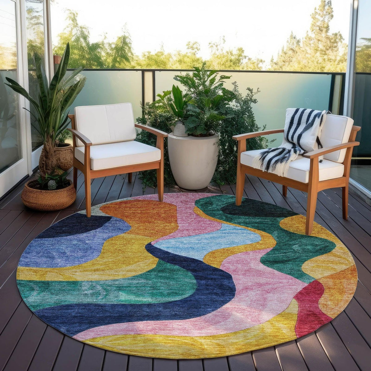 LOOMLAN Rugs Leo Green Washable Indoor-Outdoor Rug