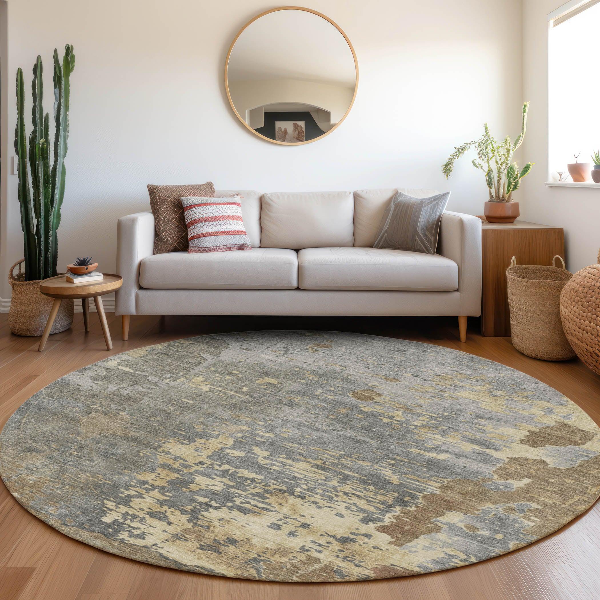 Eloril Brown Washable Indoor-Outdoor Rug