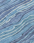 Faerain Blue Washable Indoor-Outdoor Rug
