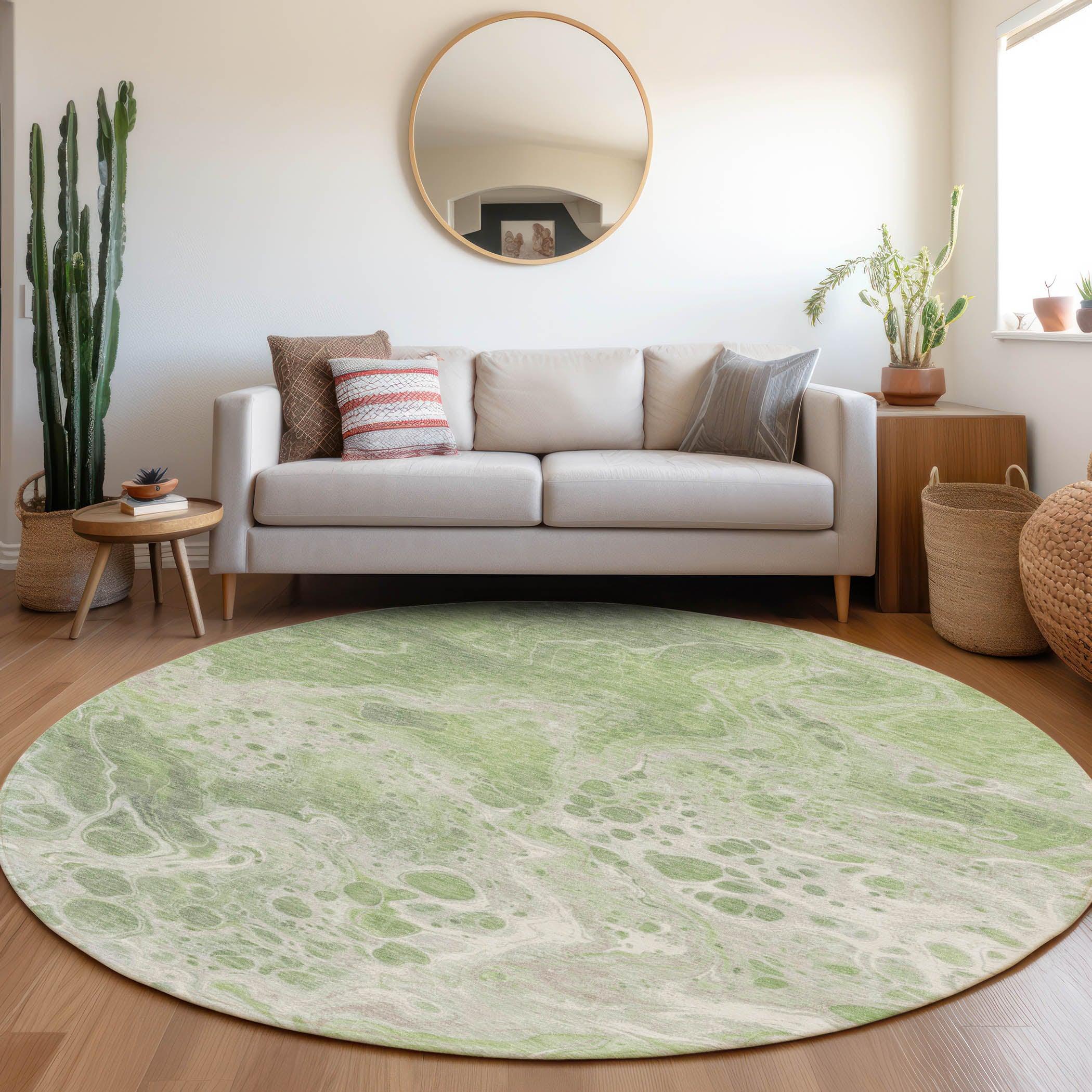 Faerara Green Washable Indoor-Outdoor Rug