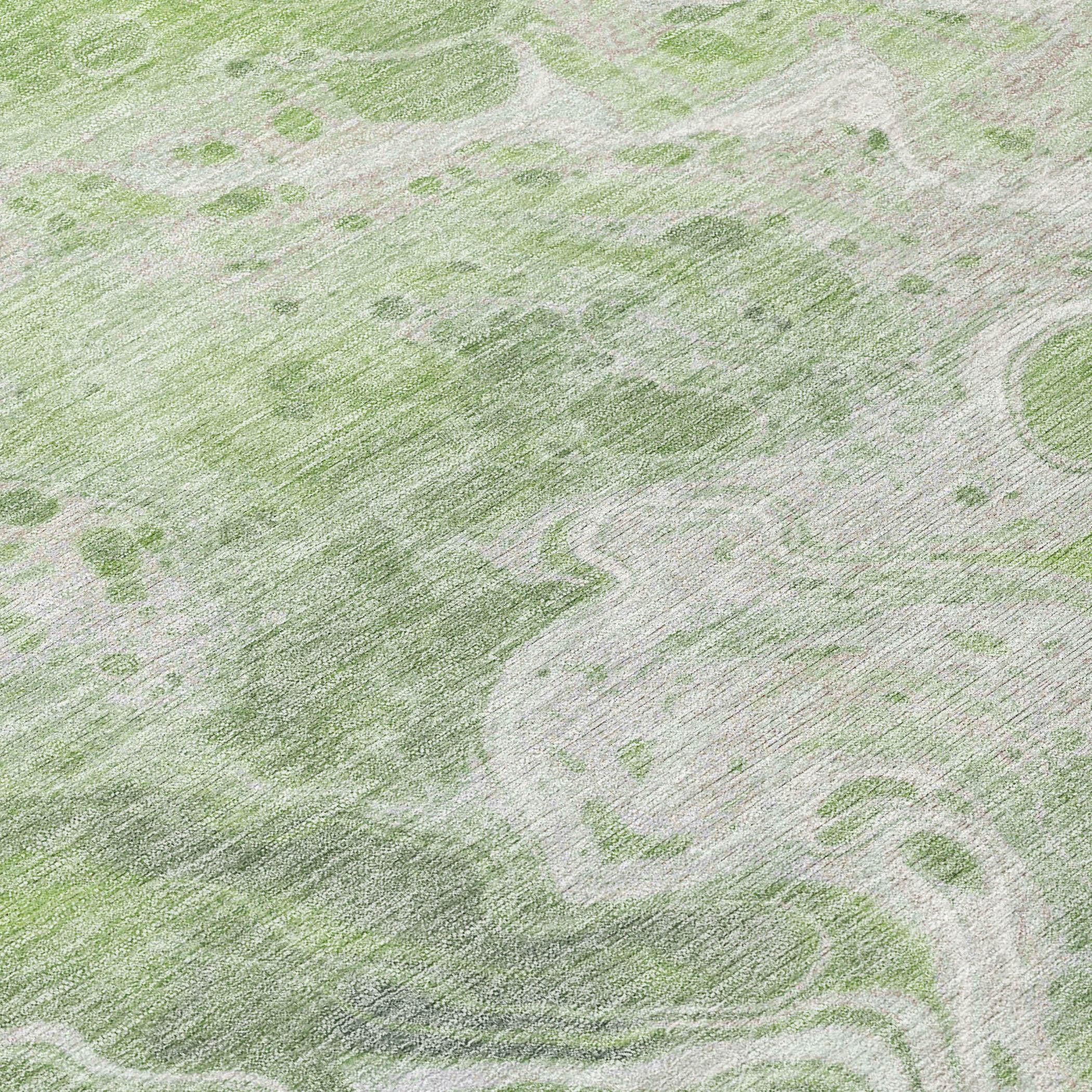 Faerara Green Washable Indoor-Outdoor Rug