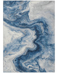 Faeras Blue Washable Indoor-Outdoor Rug