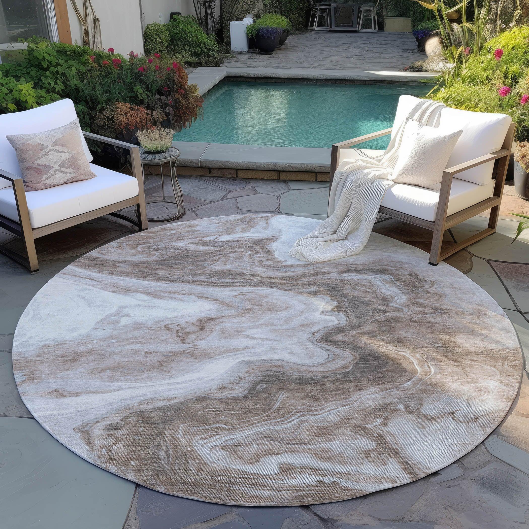 Faeras Brown Washable Indoor-Outdoor Rug