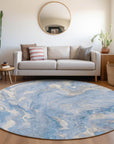 Faerel Blue Washable Indoor-Outdoor Rug