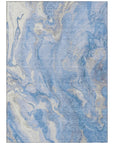 Faerel Blue Washable Indoor-Outdoor Rug