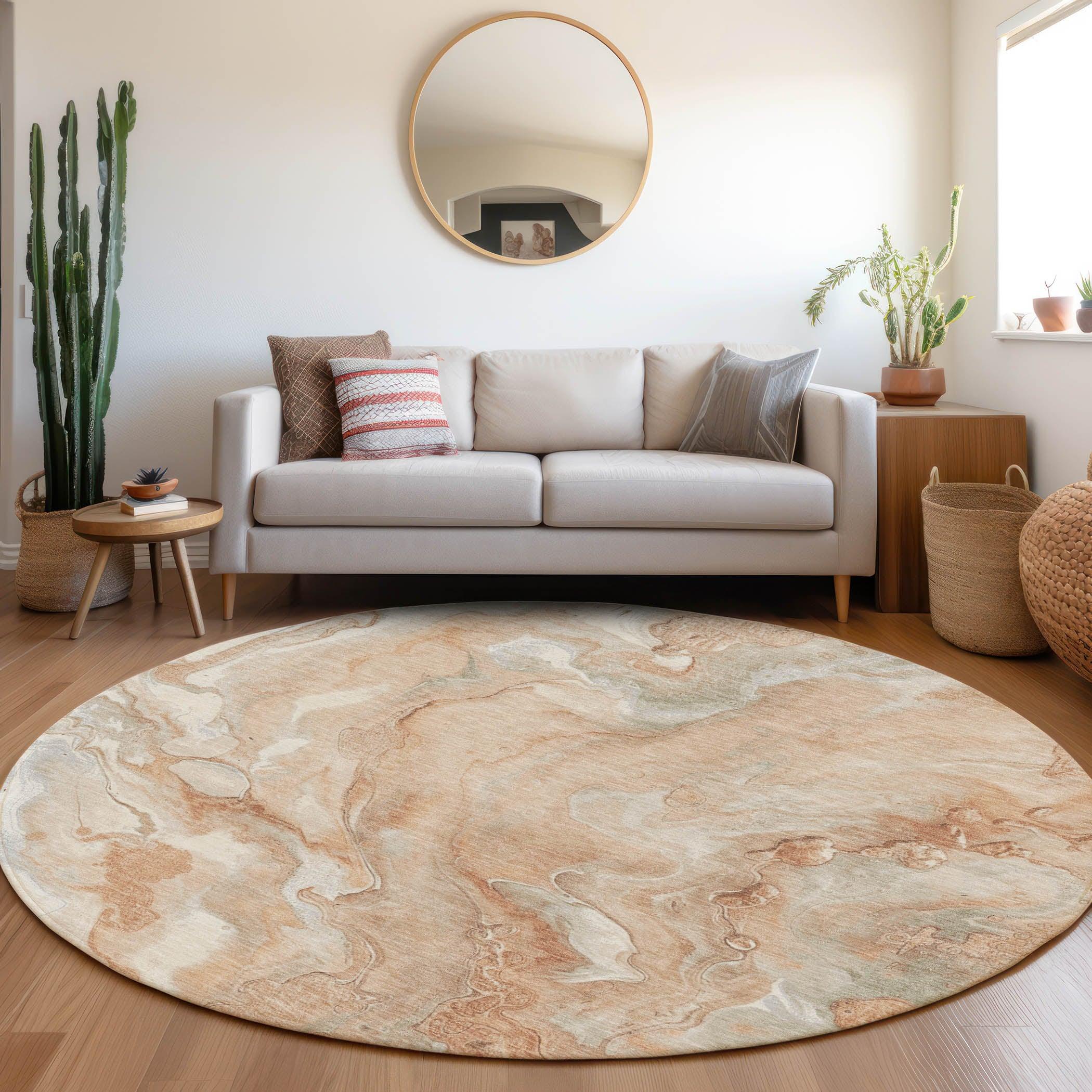 Faerel Orange Washable Indoor-Outdoor Rug