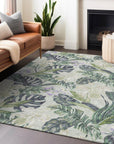 Faereth Green Washable Indoor-Outdoor Rug