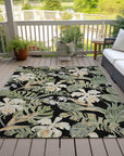 Faereth Black Washable Indoor-Outdoor Rug