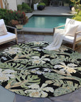 Faereth Black Washable Indoor-Outdoor Rug