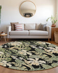 Faereth Black Washable Indoor-Outdoor Rug