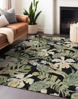 Faereth Black Washable Indoor-Outdoor Rug