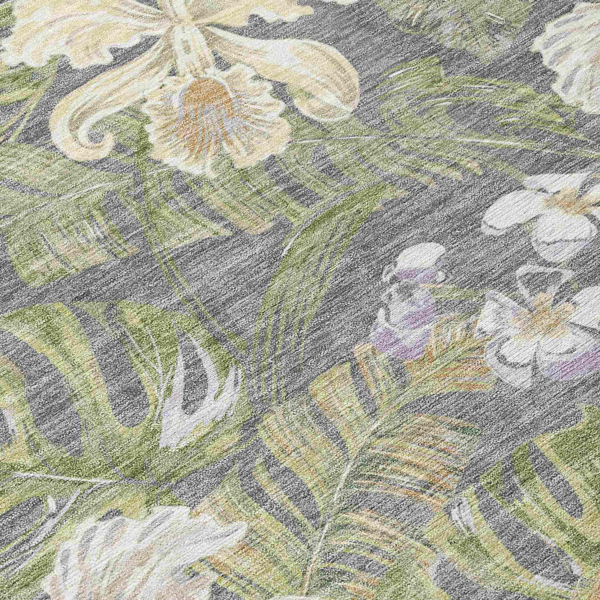 Faereth Gray Washable Indoor-Outdoor Rug