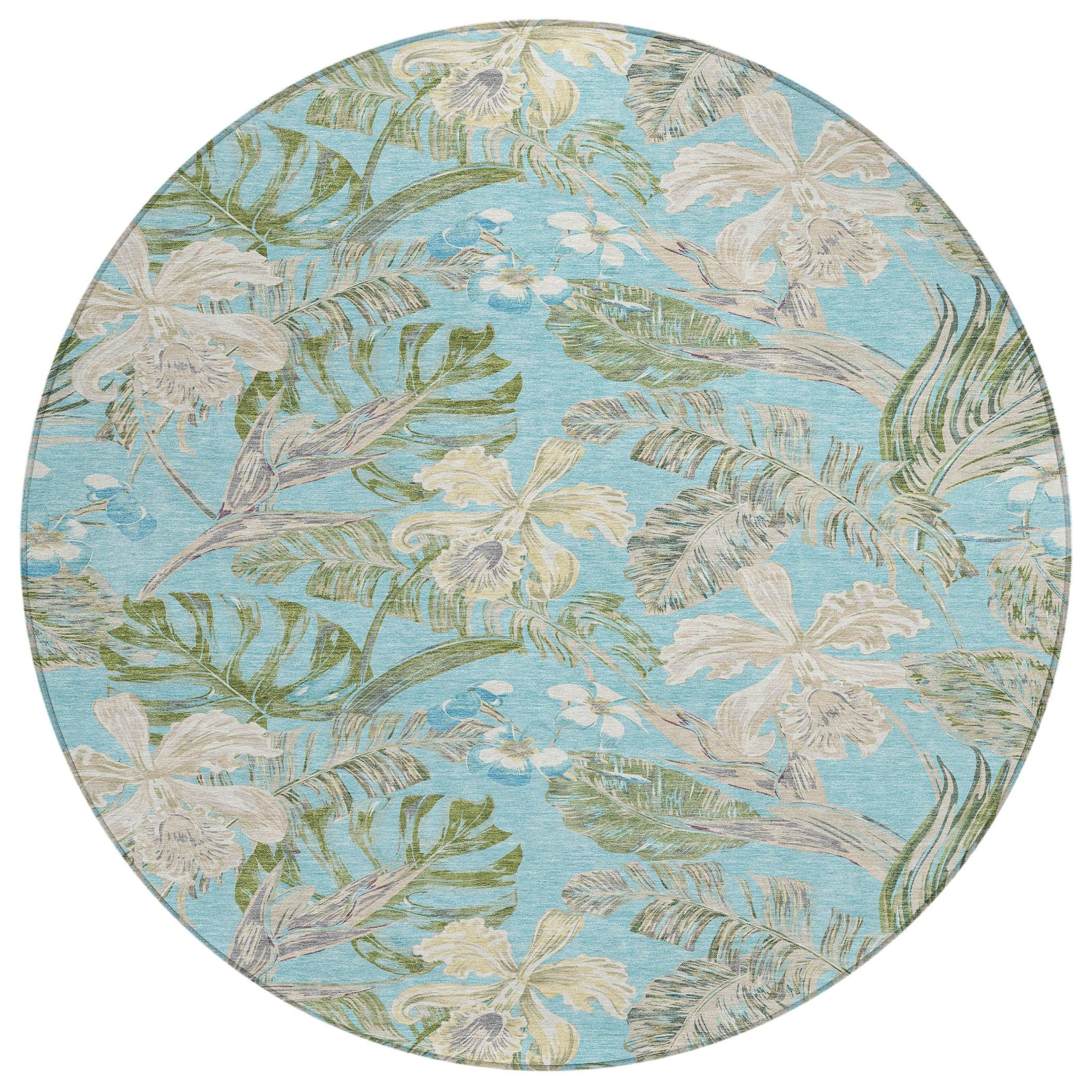 Faereth Teal Washable Indoor-Outdoor Rug