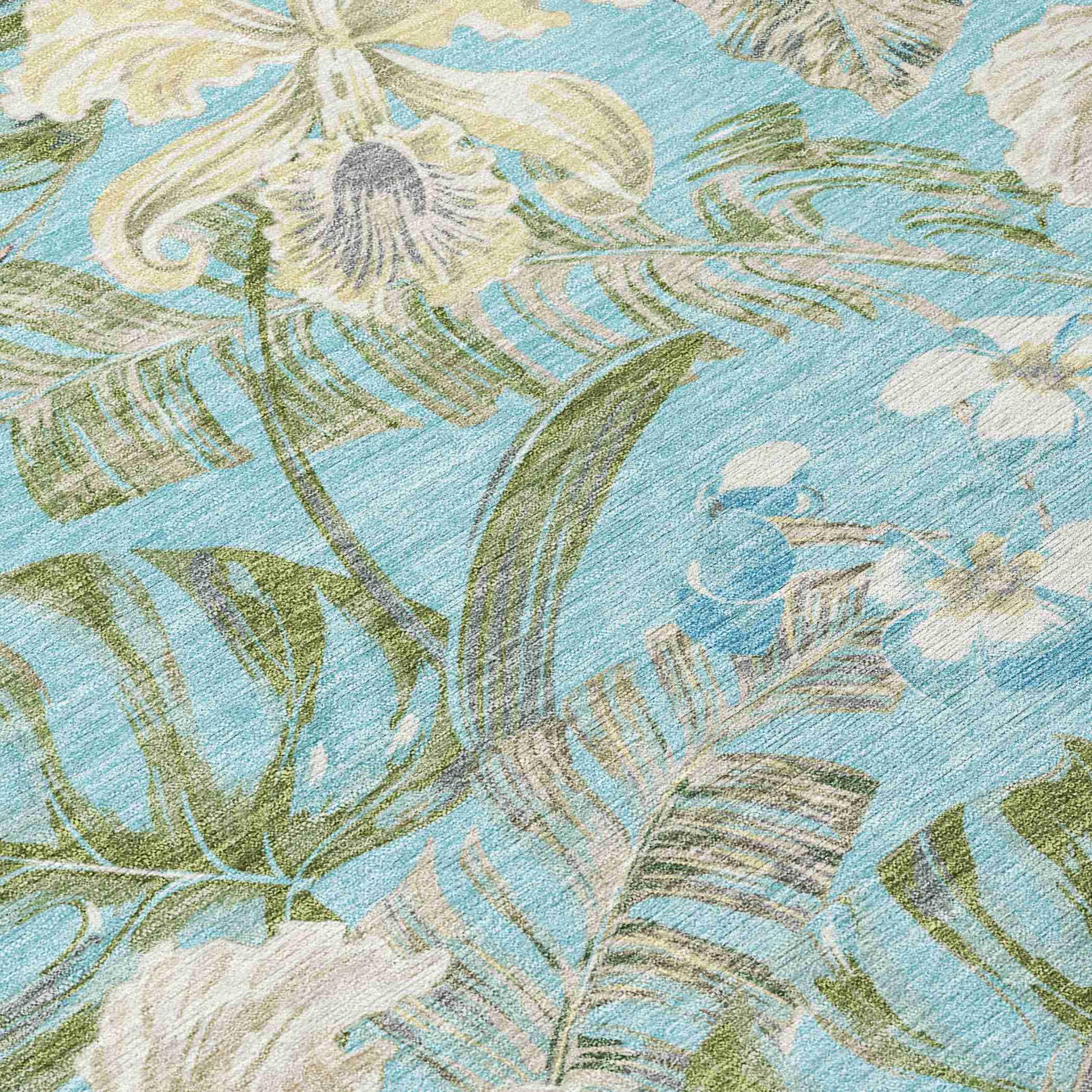 Faereth Teal Washable Indoor-Outdoor Rug
