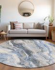 Faeriel Blue Washable Indoor-Outdoor Rug