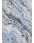 Faeriel Blue Washable Indoor-Outdoor Rug