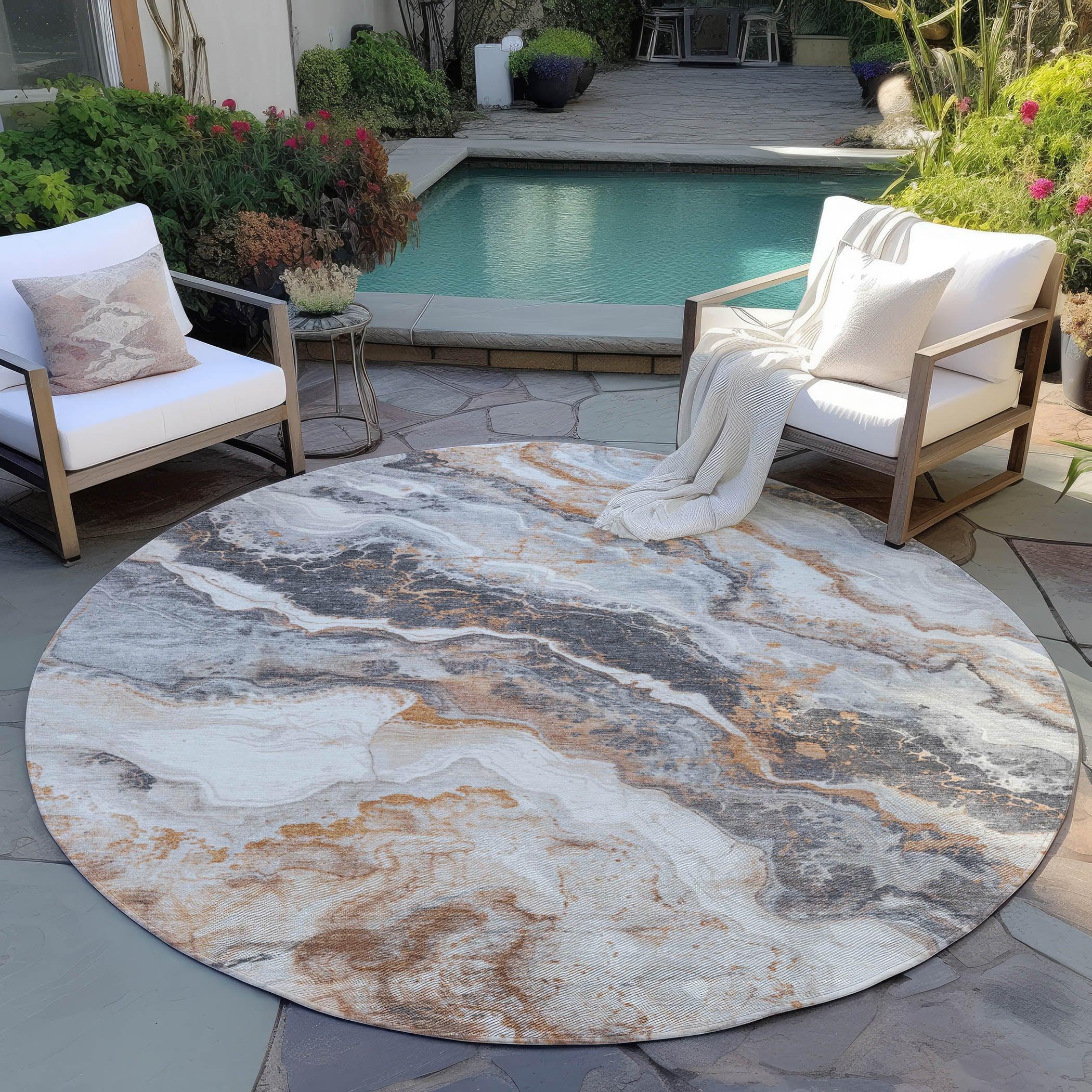 Faeriel Gray Washable Indoor-Outdoor Rug