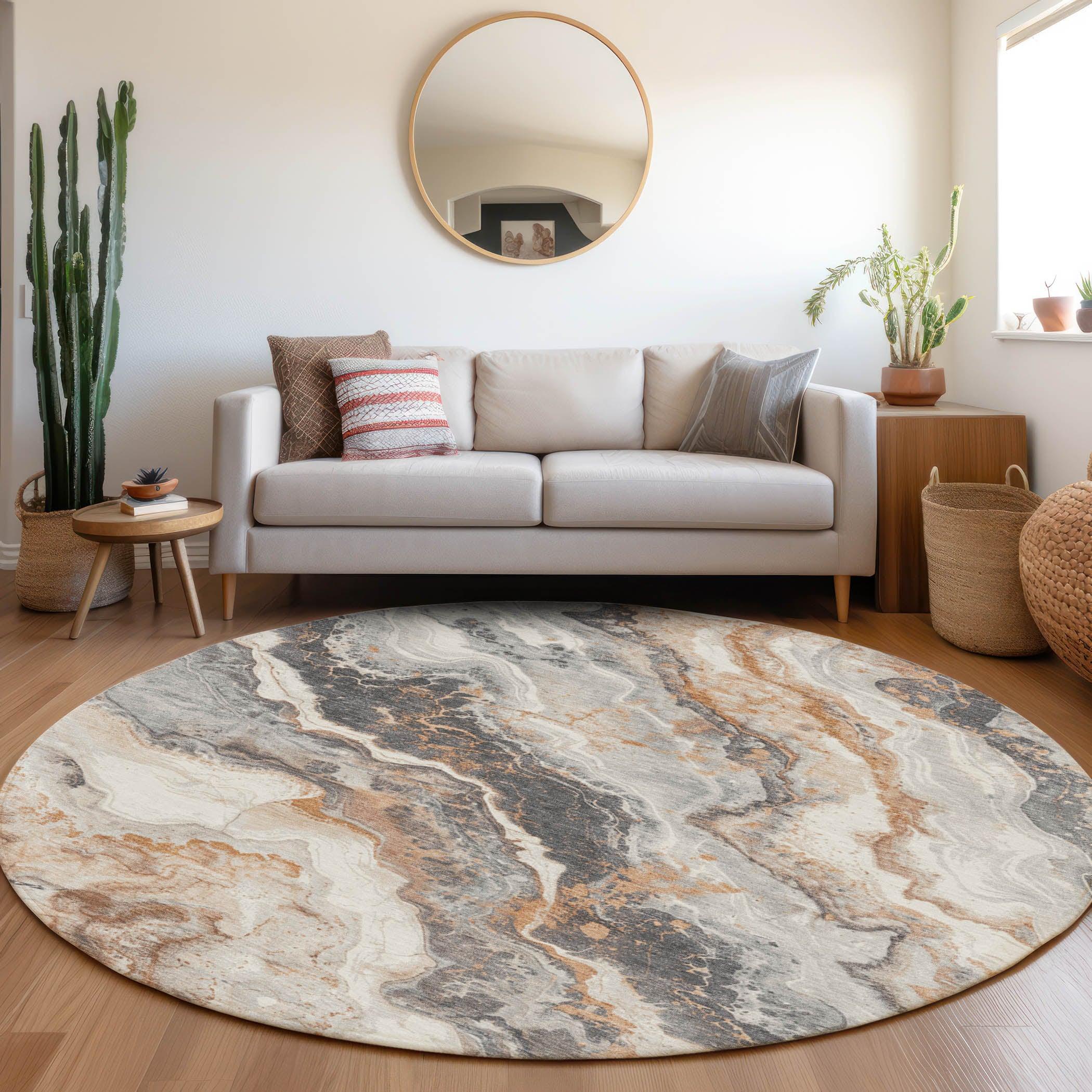 Faeriel Gray Washable Indoor-Outdoor Rug