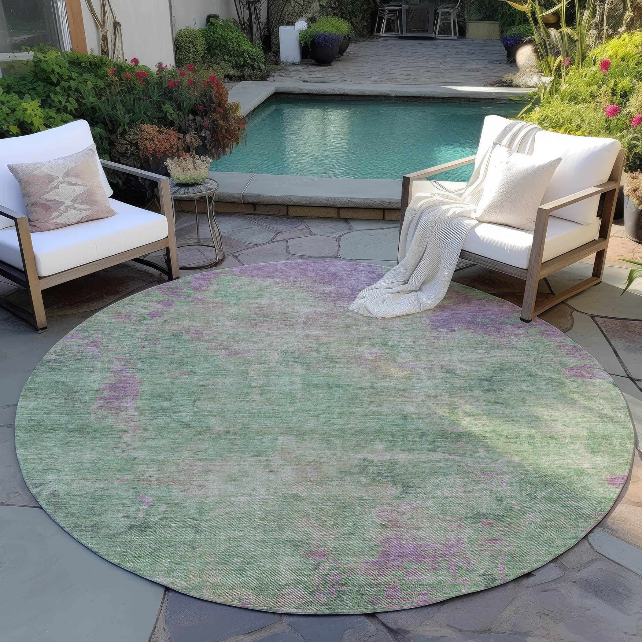 Faerion Green Washable Indoor-Outdoor Rug