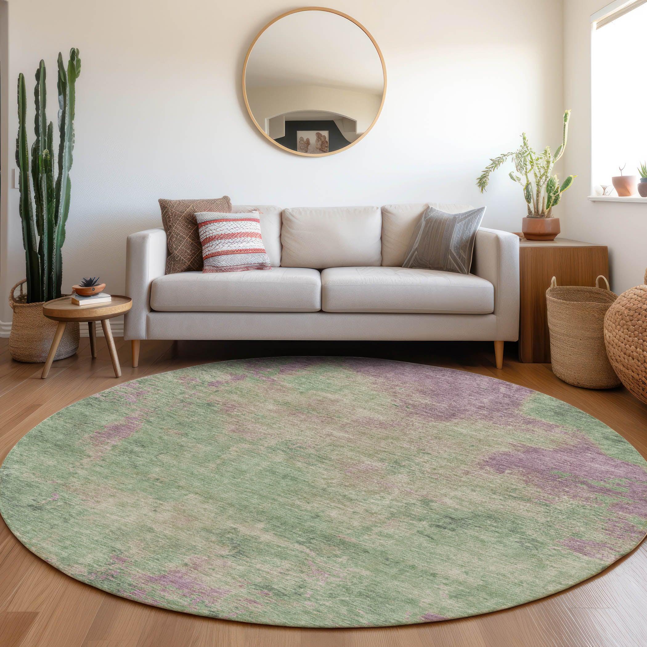 Faerion Green Washable Indoor-Outdoor Rug