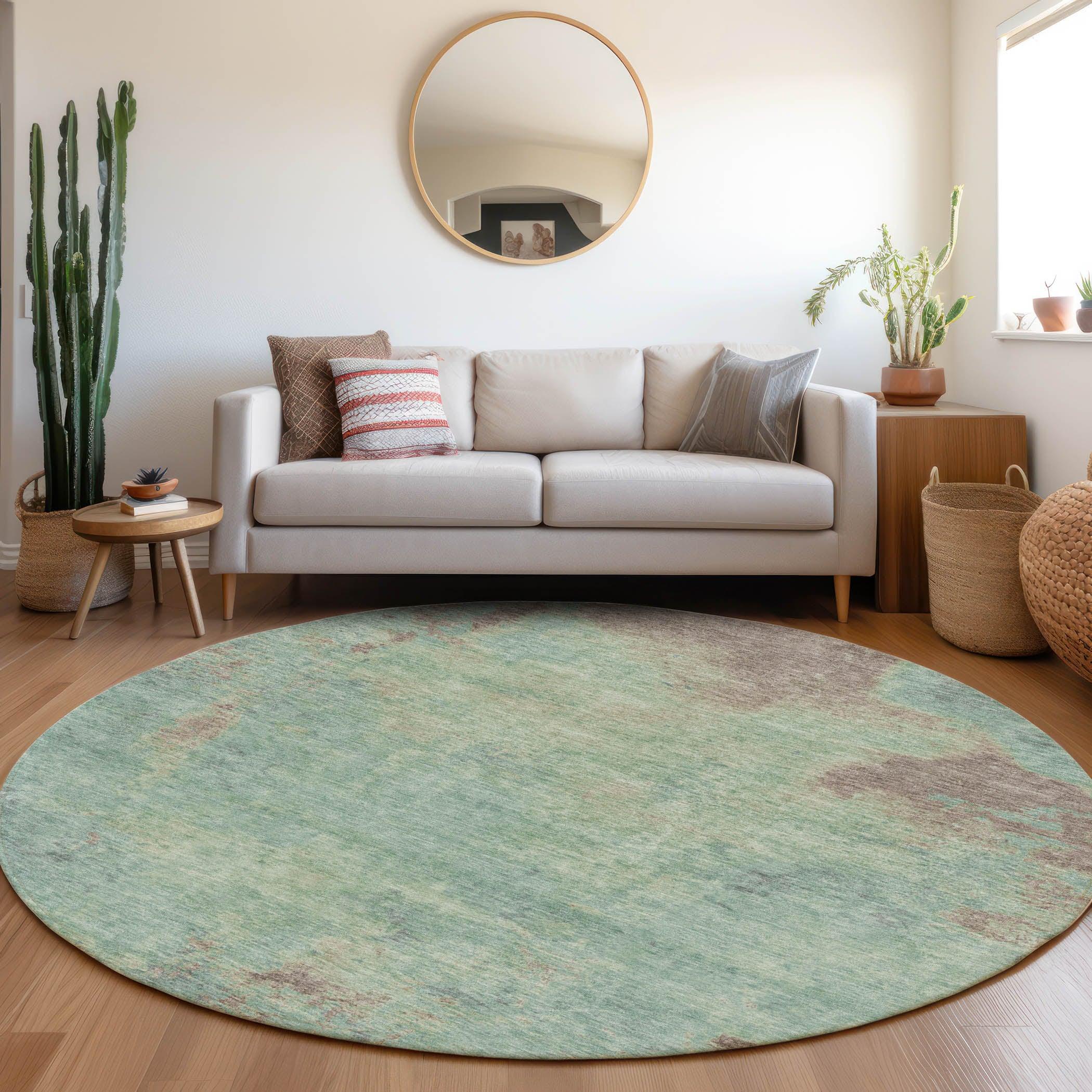 Faerion Blue Washable Indoor-Outdoor Rug