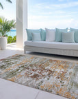 Raeira Terracotta Washable Indoor-Outdoor Rug