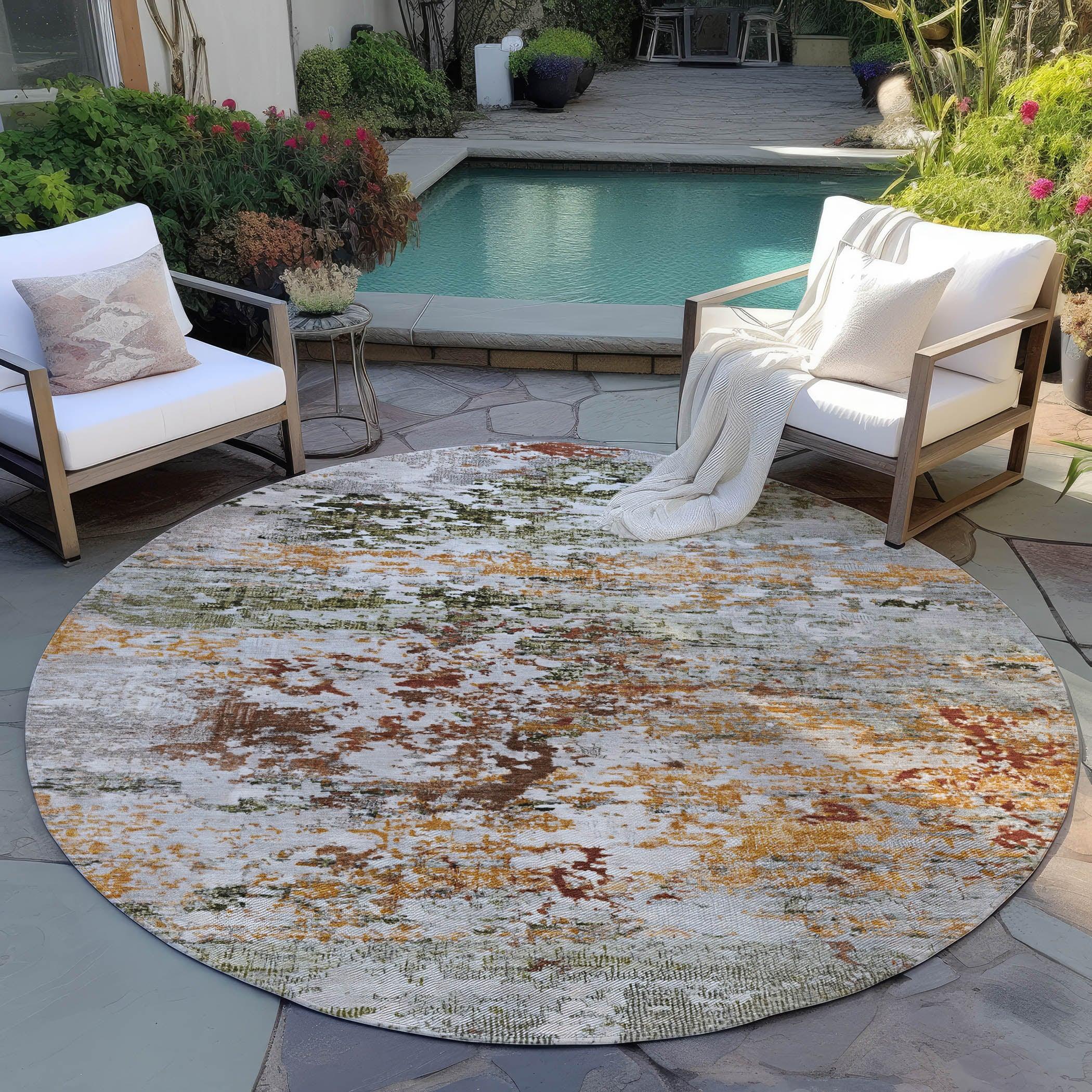 Raeira Terracotta Washable Indoor-Outdoor Rug